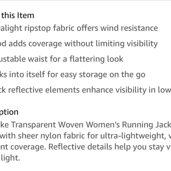 Nike Packable Transparent Woven Running Jacket in Pink Size XS Hooded - Picture 7 of 7